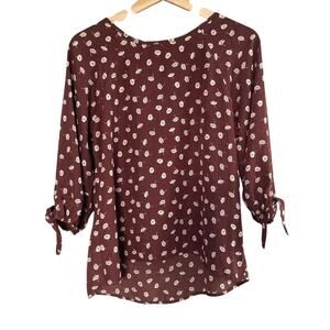 Papermoon Maroon Floral Tie-Sleeve Blouse